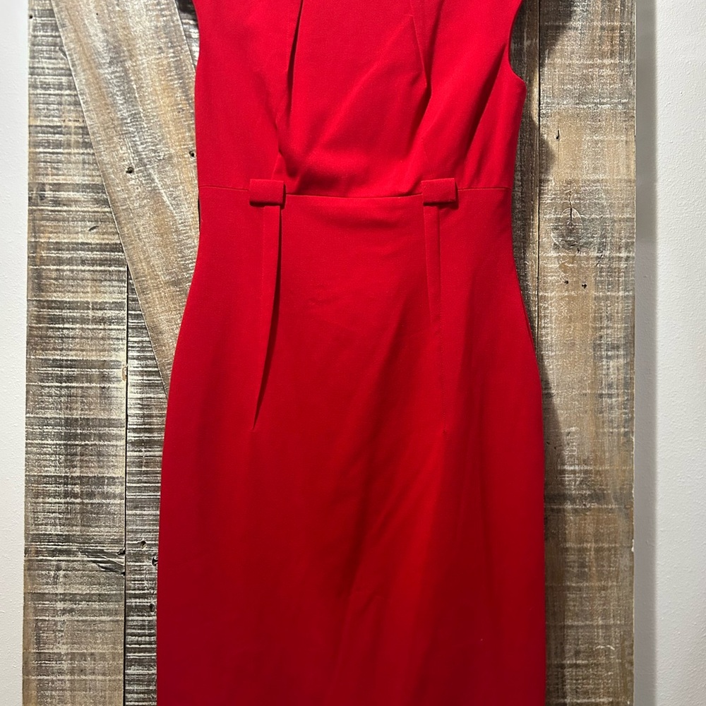 Calvin Klein Red Sleeveless Sheath Midi Dress